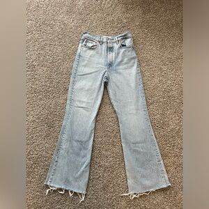 levi ribcage flare jeans w cut off bottoms